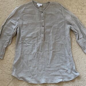 Casual Gray Muslin Button Down Shirt for Women